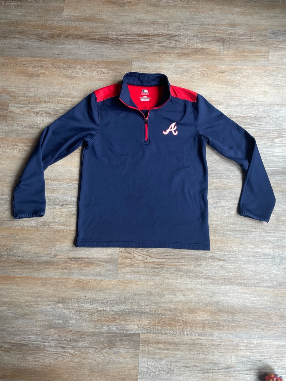 MLB Atlanta Braves 1/4 Zip Pullover Sweatshirt Mens M Blue Genuine Merchandise